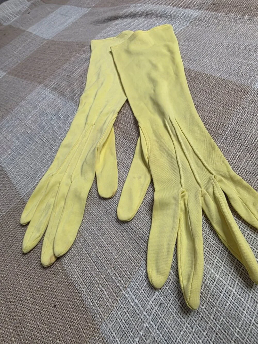 Vintage Cottage Princess Coquette Preppy Girly Femi Butter Yellow Finger Gloves
